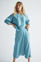 Blue blouse in satin look