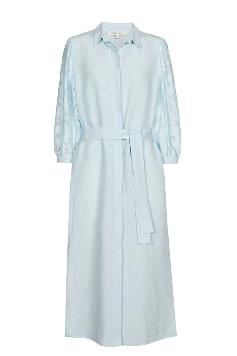 Robe chemisier midi avec manches dentelle