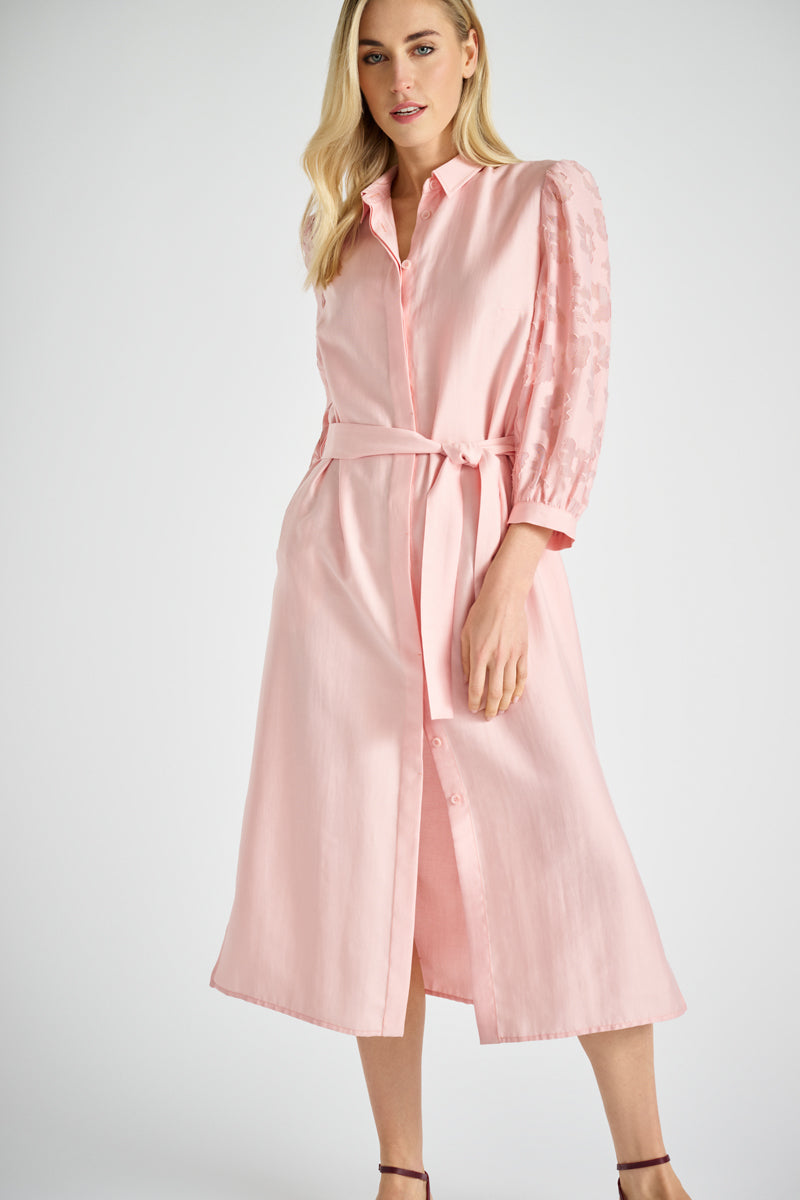 Midi shirtdress with particular sleeves