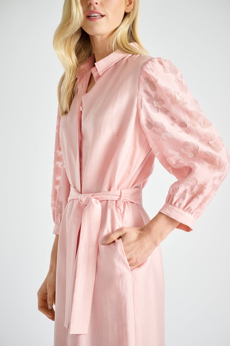 Midi shirtdress with particular sleeves