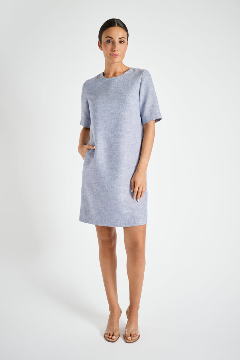 Robe courte droit avec lurex