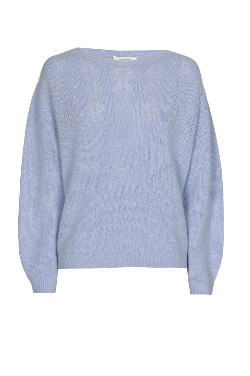 Pull bleu à manches longues et effet ajouré