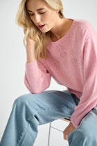 Sweater long sleeves pink with ajour details