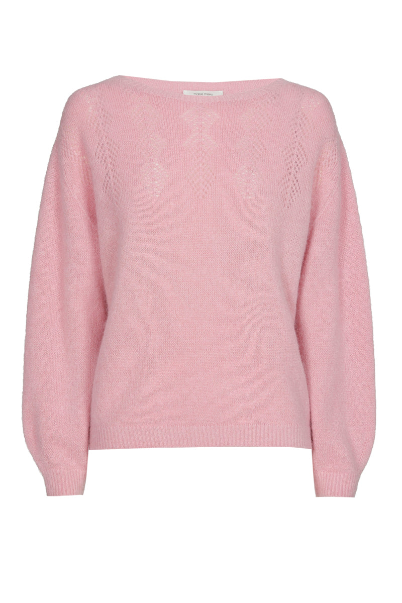 Sweater long sleeves pink with ajour details