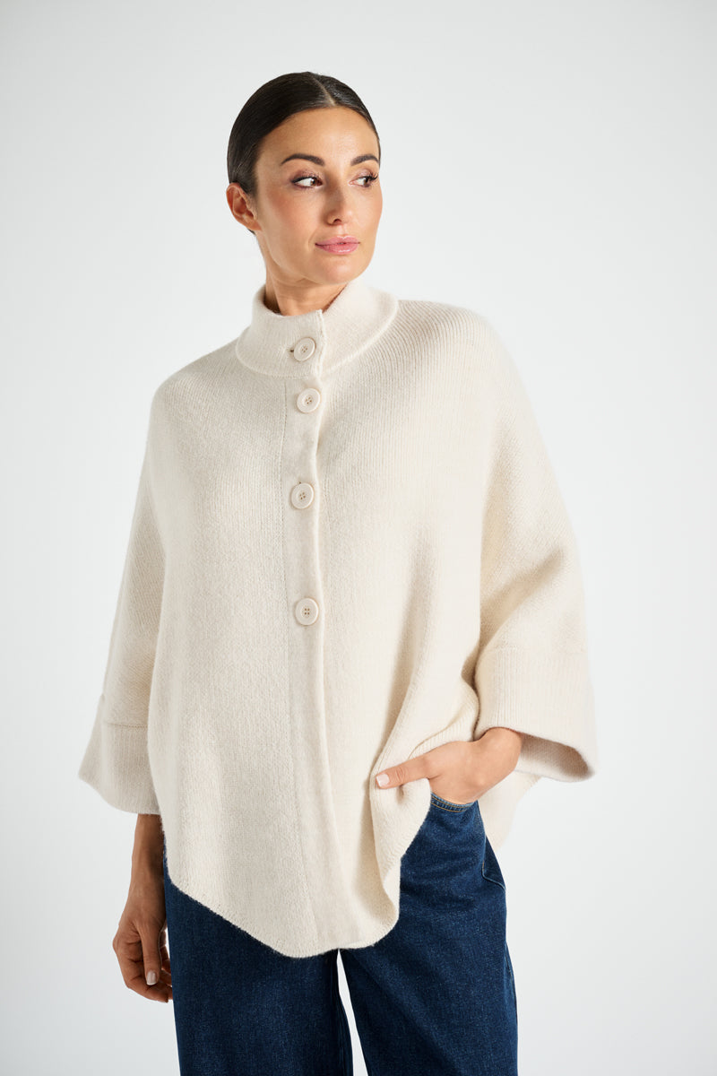 Cream buttoned cape