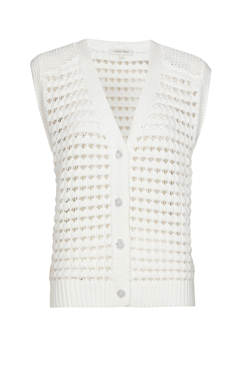 Cardigan blanc sans manches crochet 