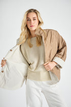 Veste réversible camel et blanc