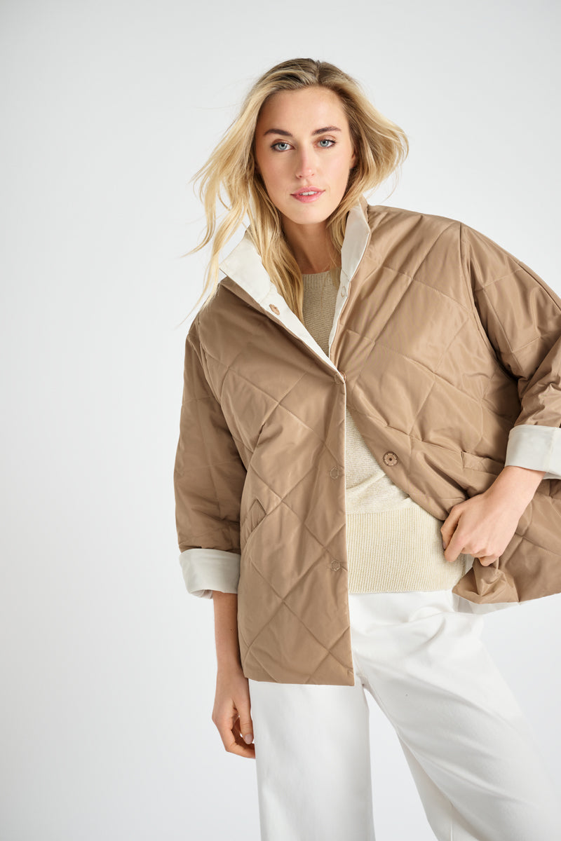 Veste réversible camel et blanc