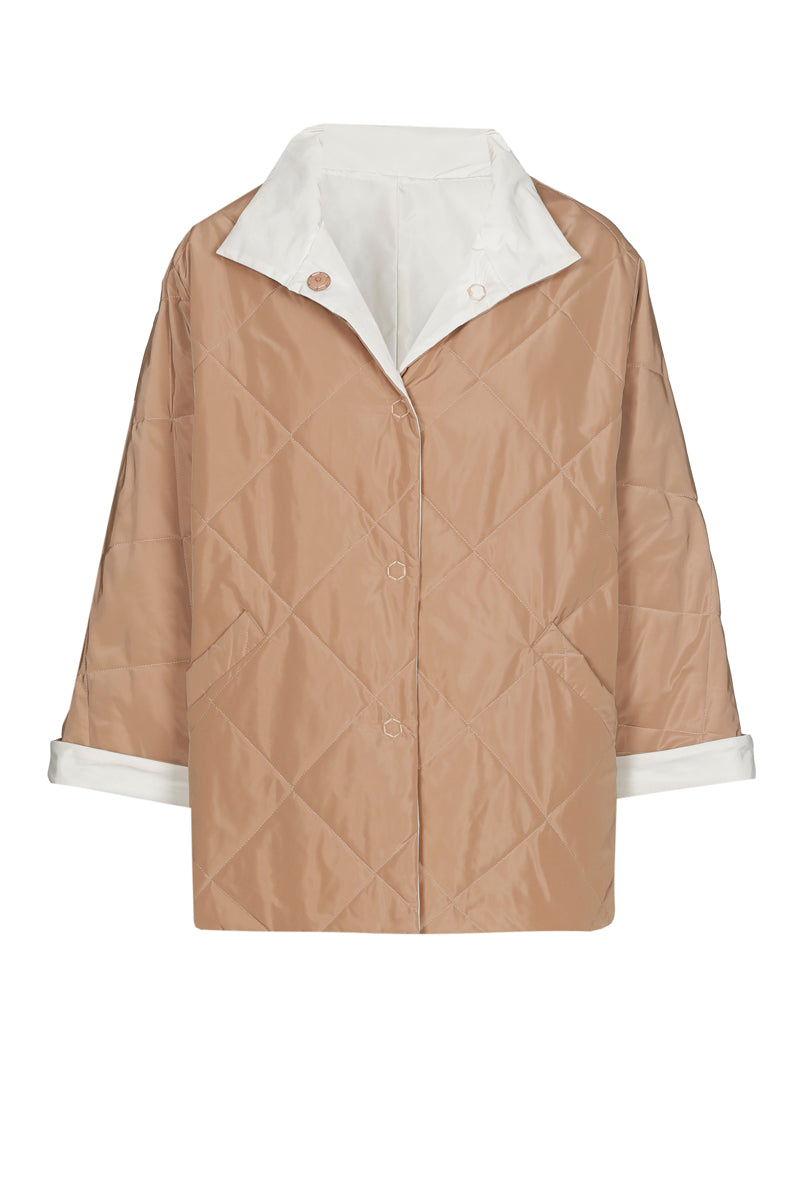 Veste réversible camel et blanc