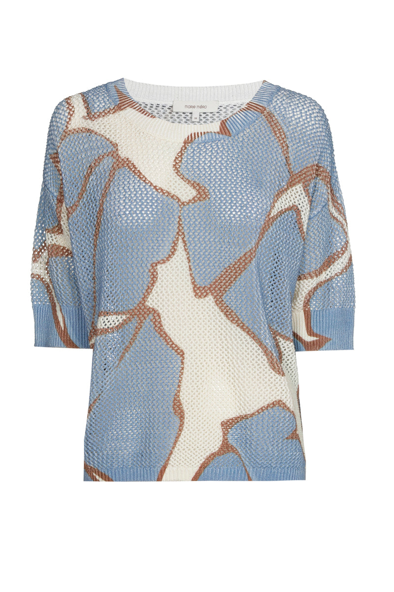 Crochet truitje met blauwe print