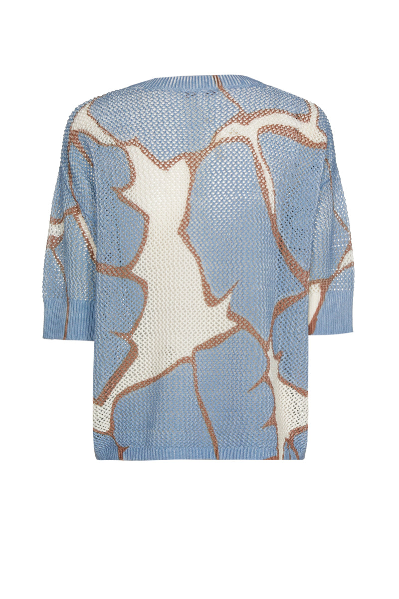 Crochet truitje met blauwe print