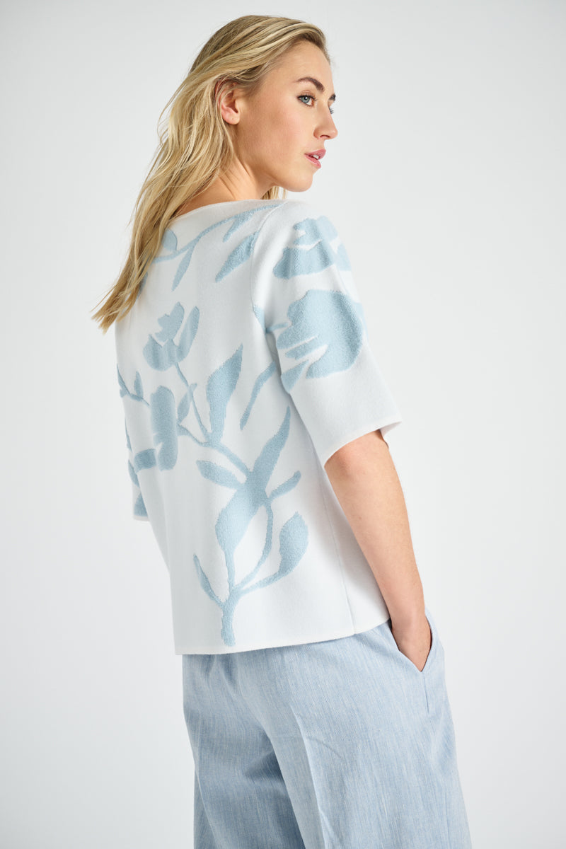 Sweater met terry lichtblauwe bloemenprint