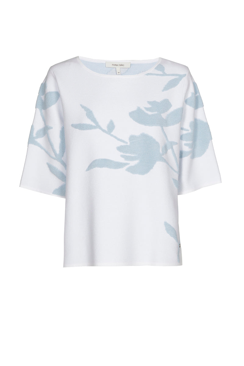Sweater met terry lichtblauwe bloemenprint
