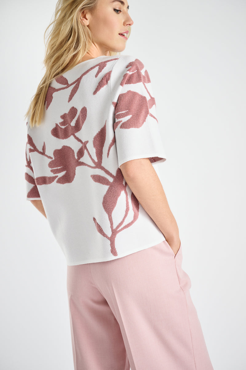 Sweat-shirt avec fleur imprimée vieux rose