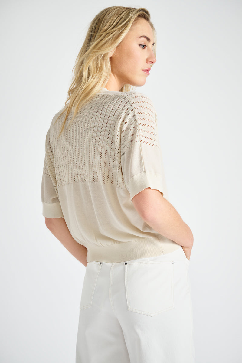 Short sleeve cardigan with ajour detail