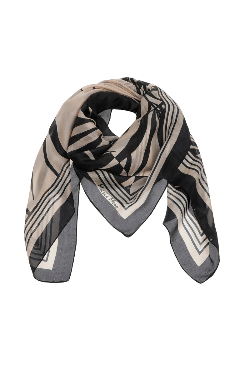 Bicolor zwart-beige zijden carré sjaal