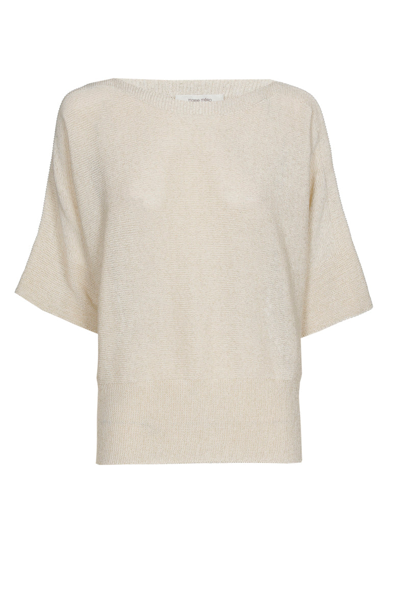 Beige lurex sweater with three quarter sleeves