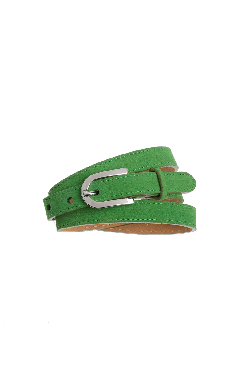 Ceinture fine en cuir vert