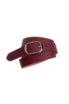 Ceinture unie en cuir bordeaux