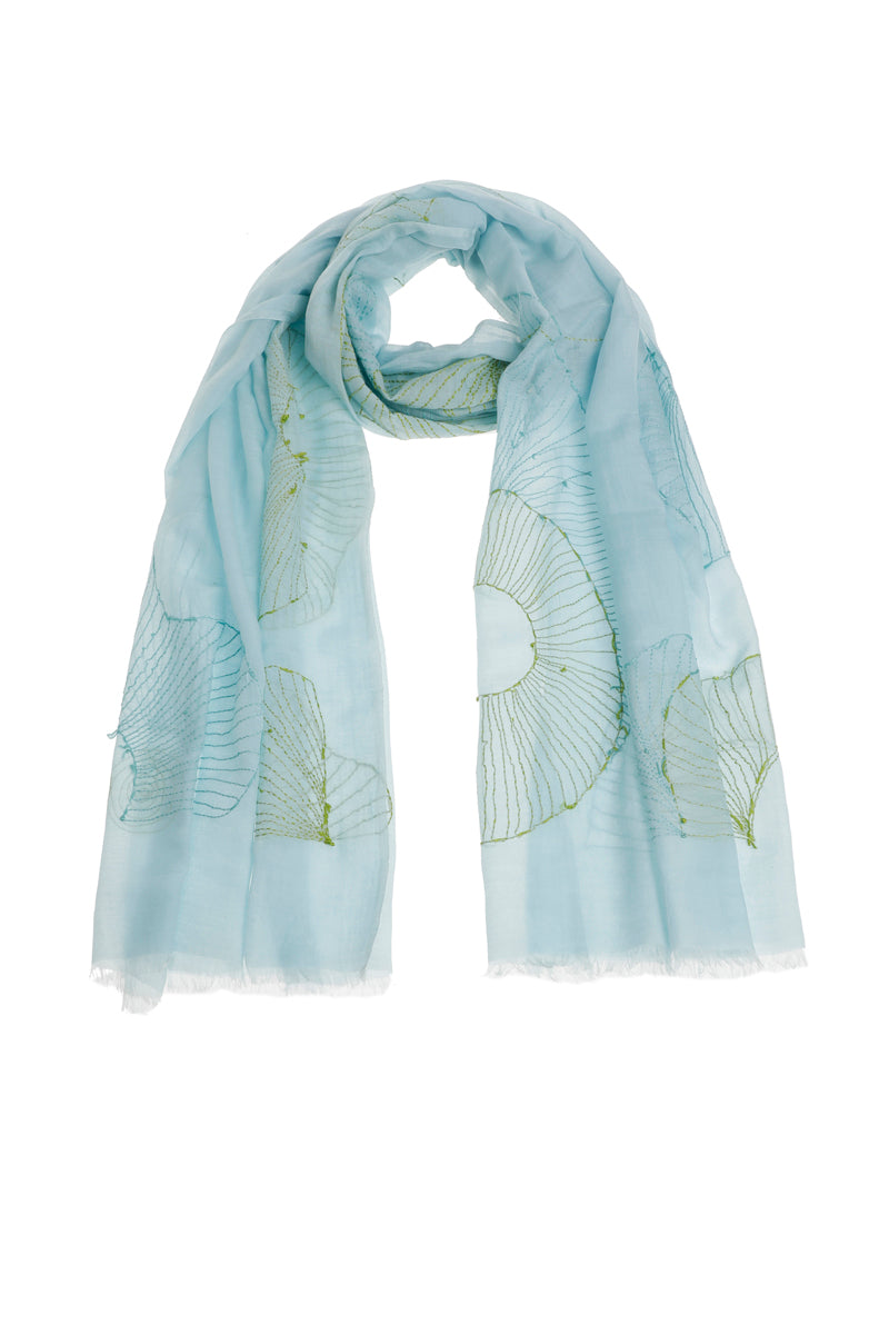 Long scarf in cotton-silk with subtle print