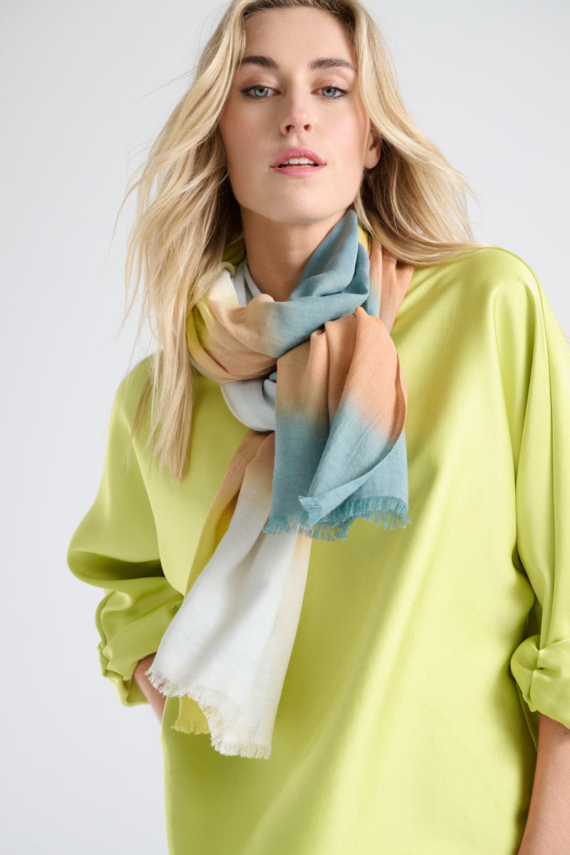 Long cotton scarf in faded multiple colors