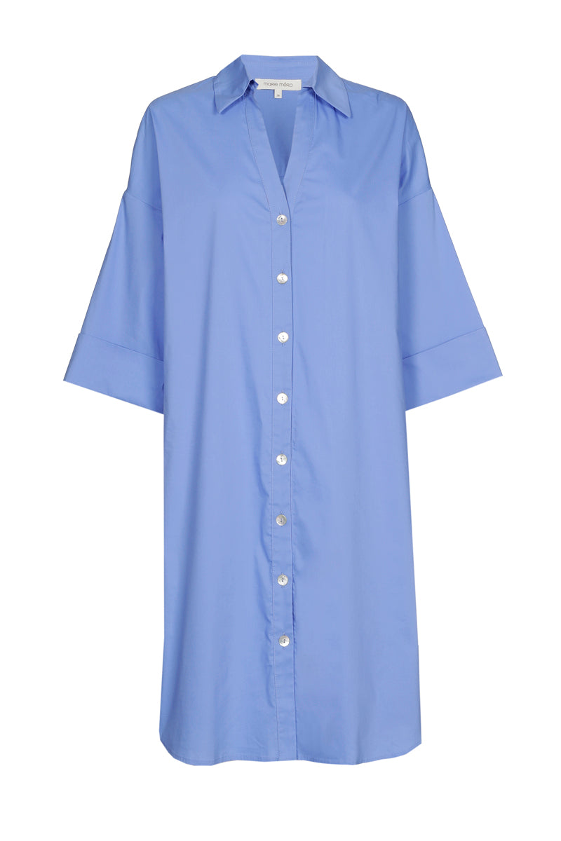 Robe chemisier bleue en coton