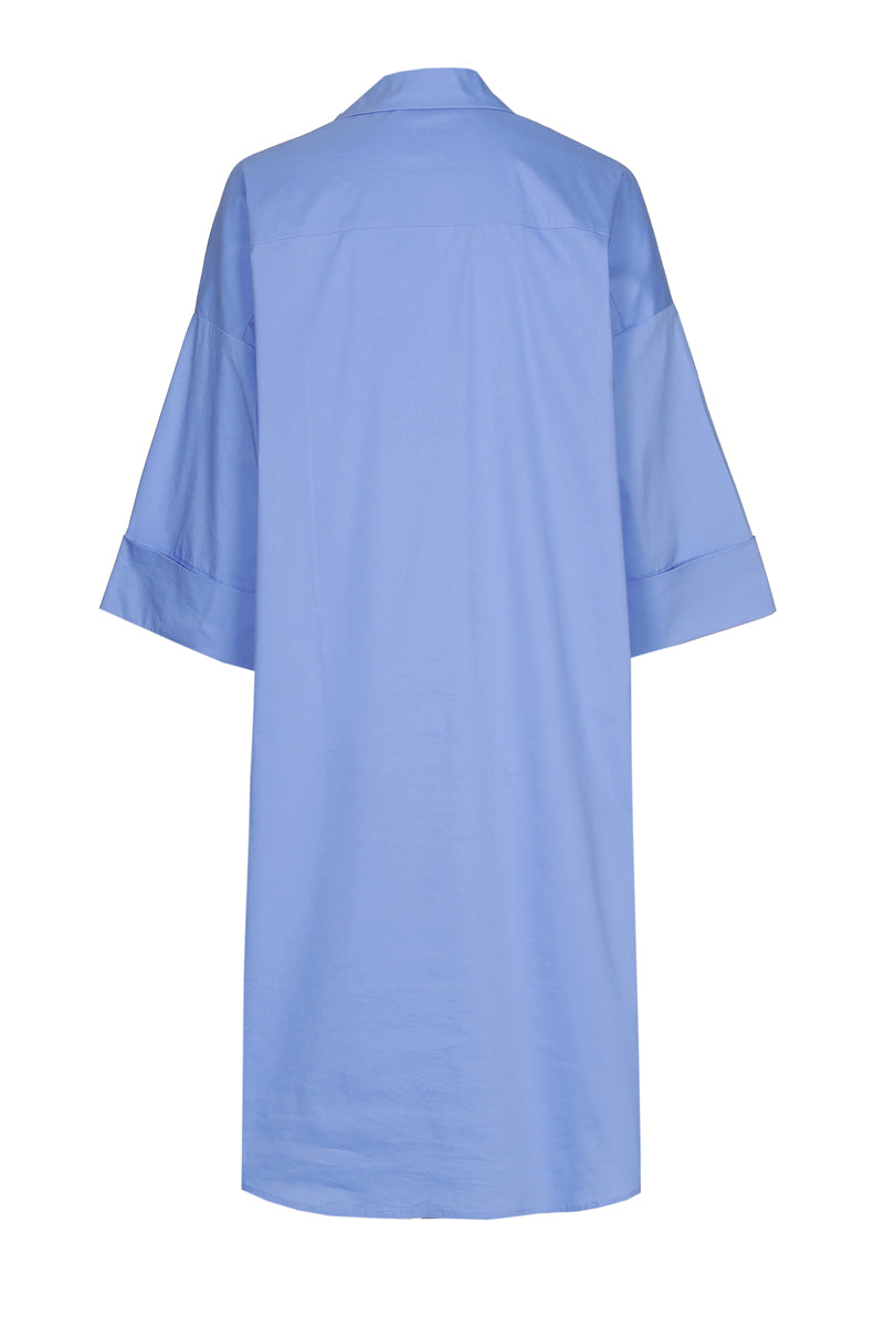 Robe chemisier bleue en coton