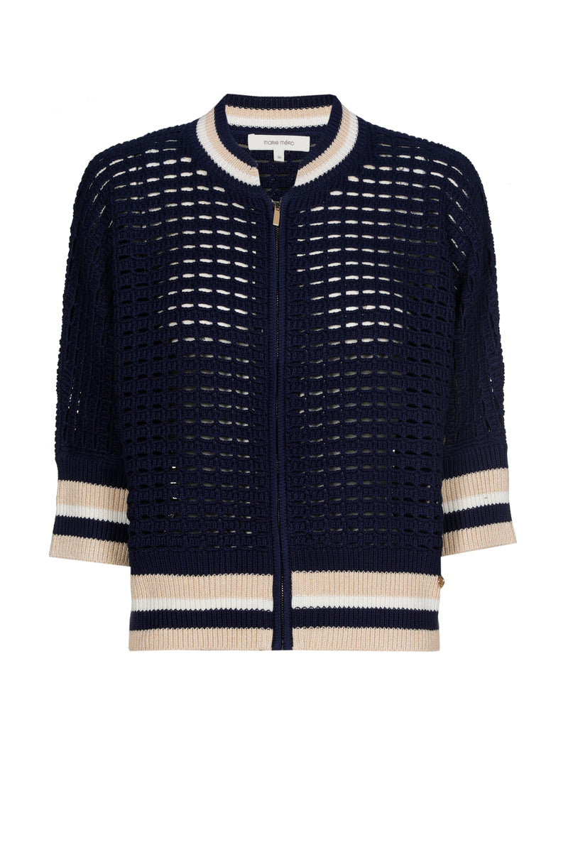 Cardigan crocheté à bords contrastés