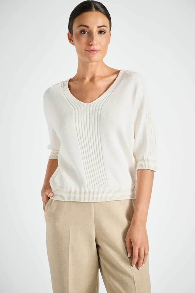 Ecru V-neck sweater