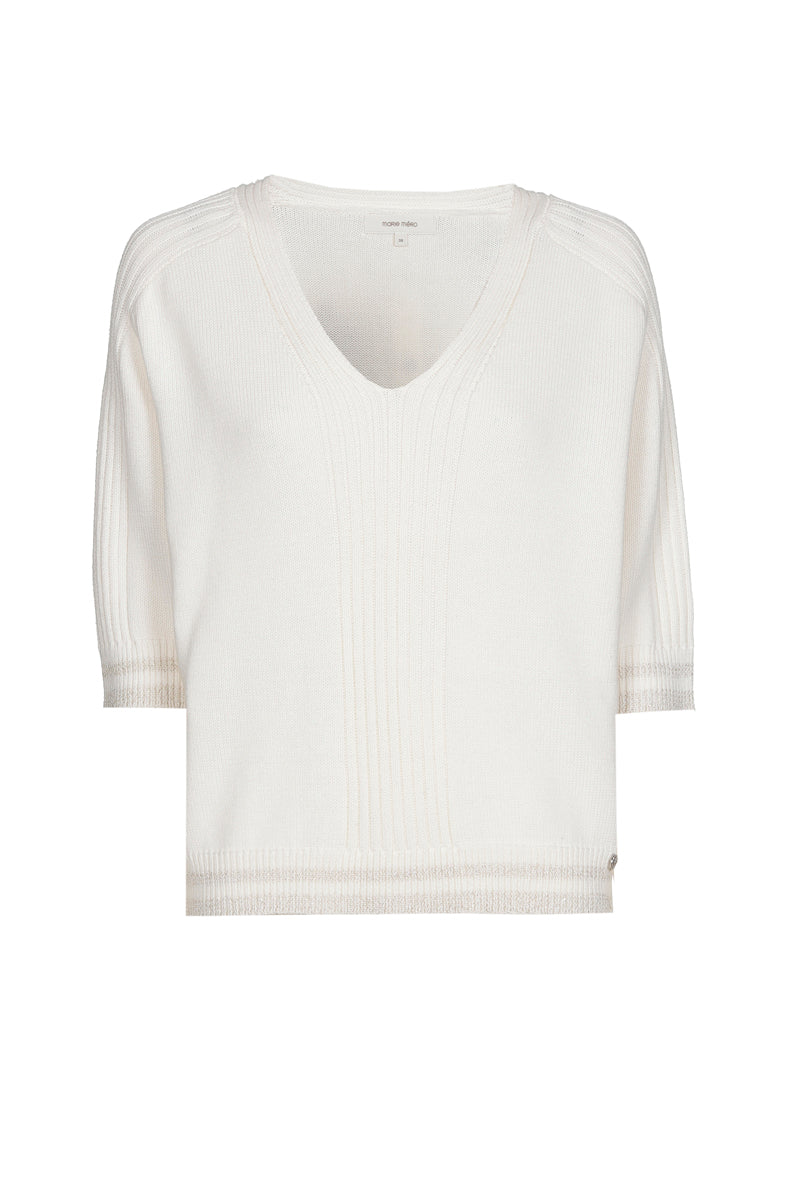 Pull écru à col V