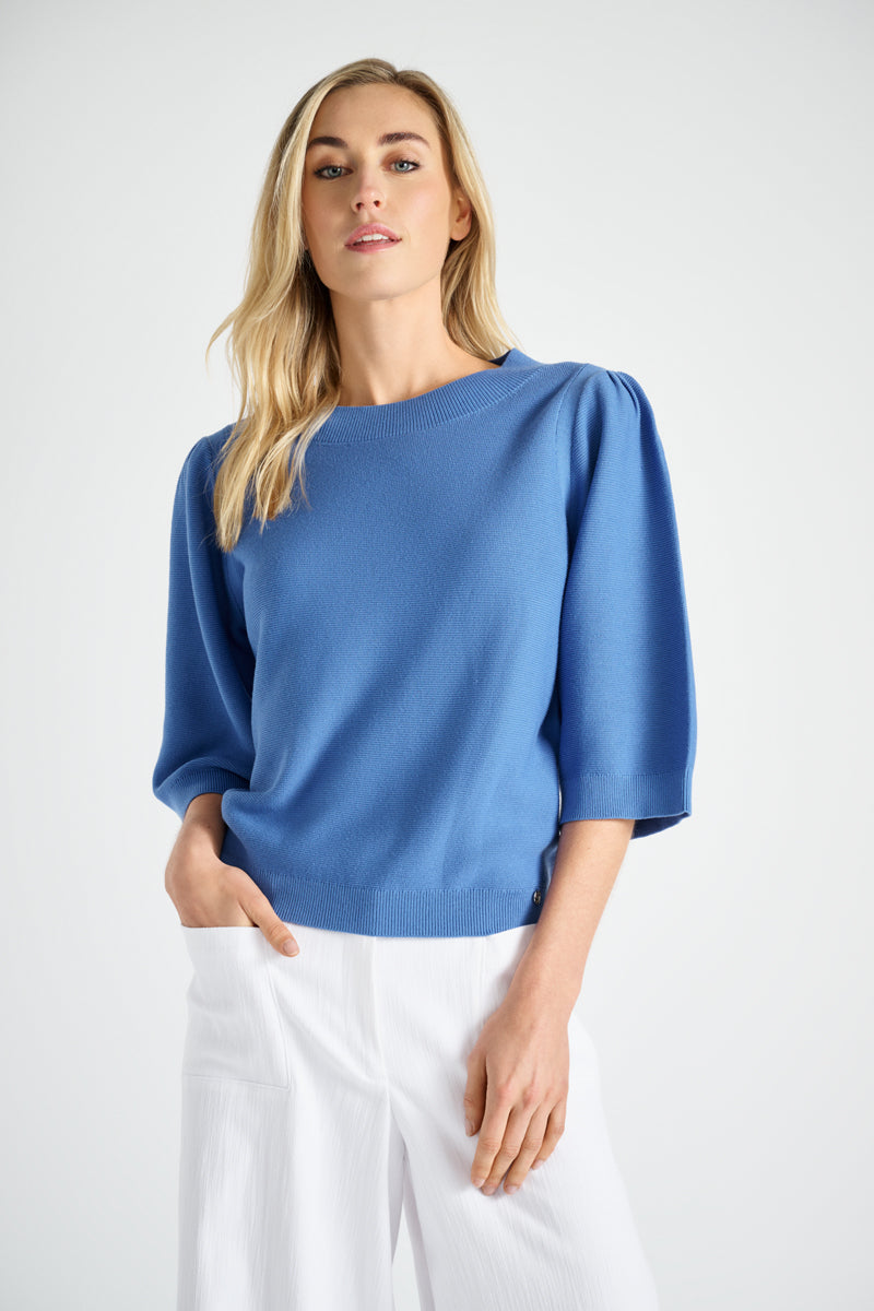Blue round neck sweater