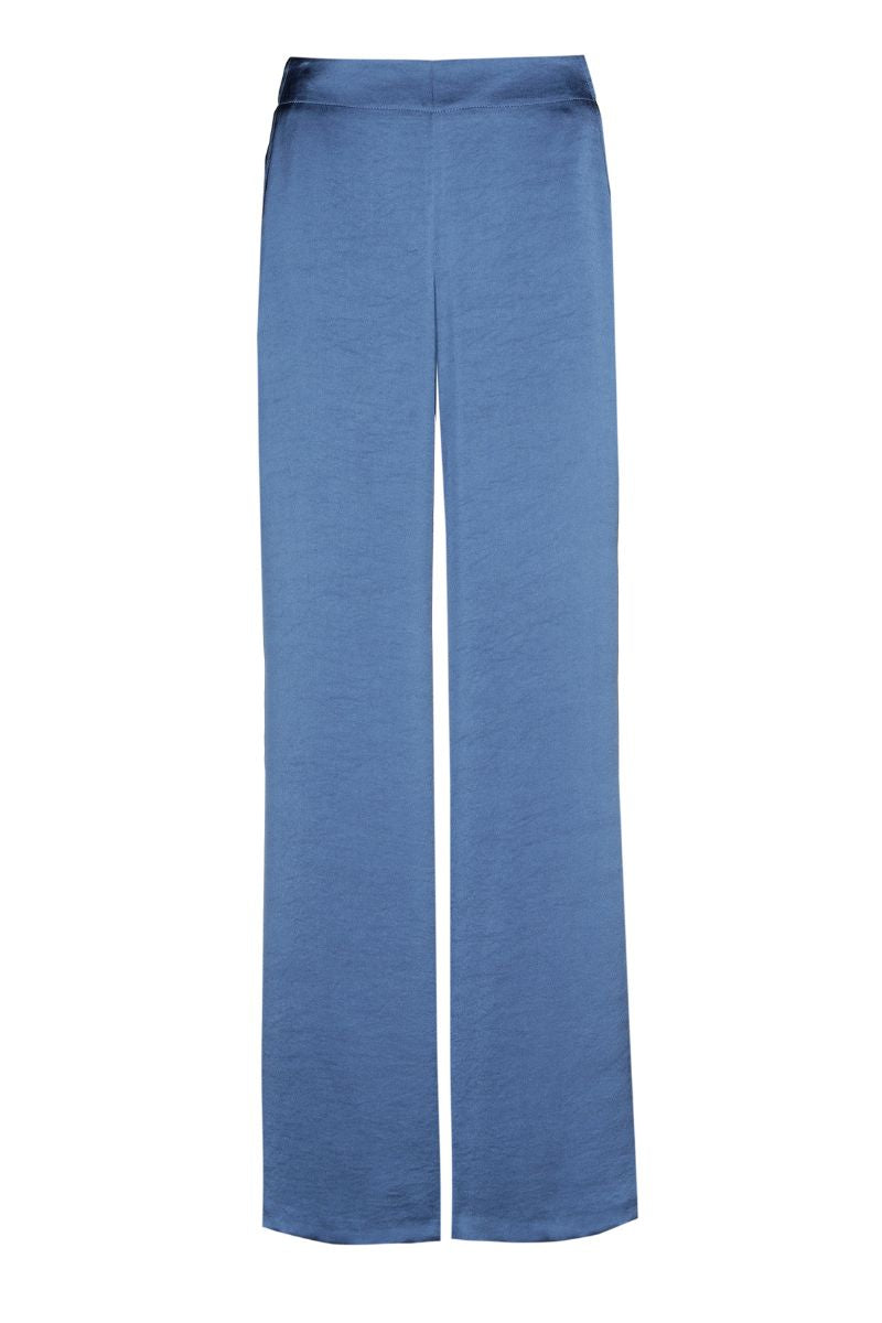 Pantalon bleu en satin