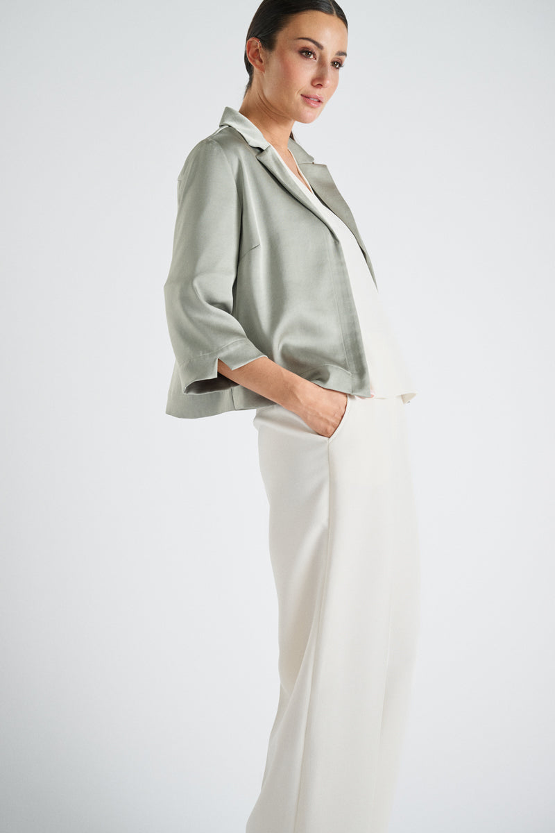 Veste-blazer en matière brillante verte