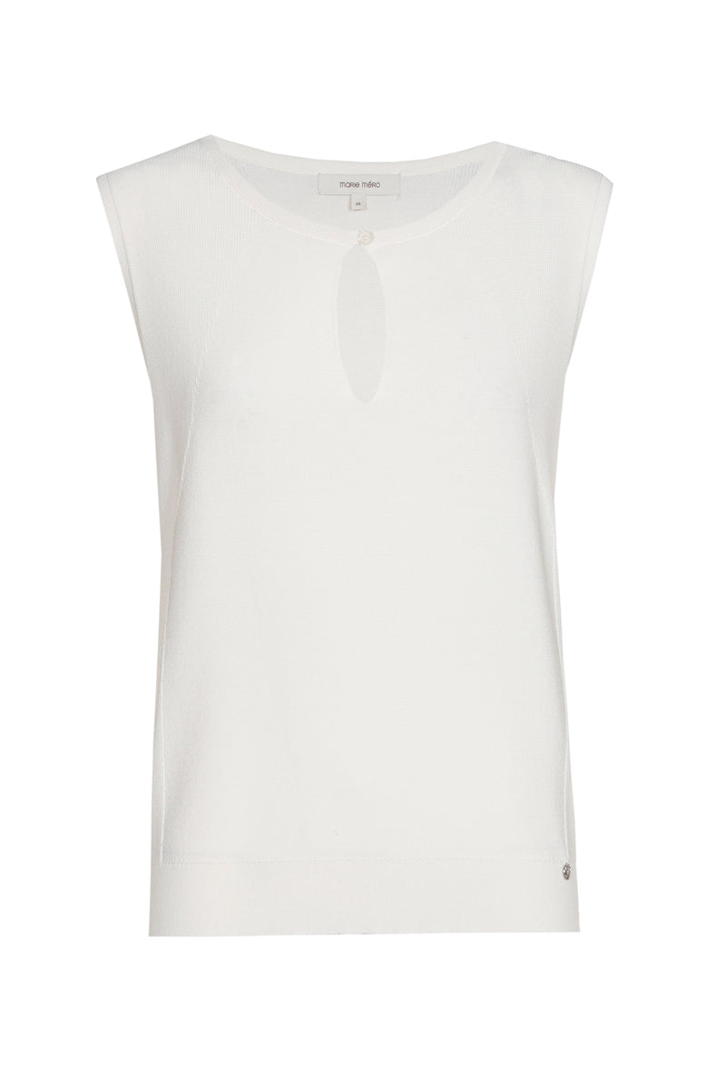 Sleeveless cream top with beautiful collar
