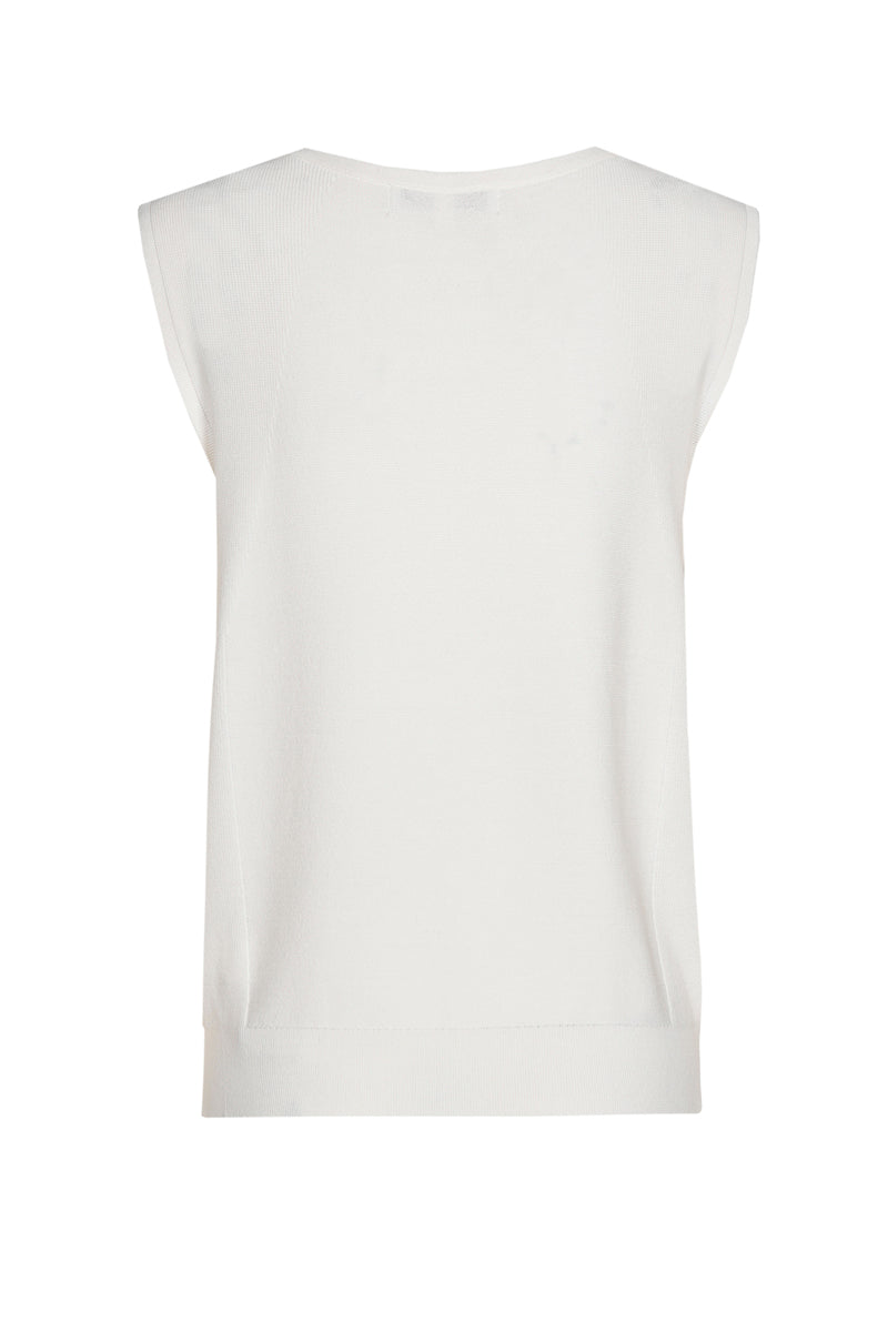 Sleeveless cream top with beautiful collar
