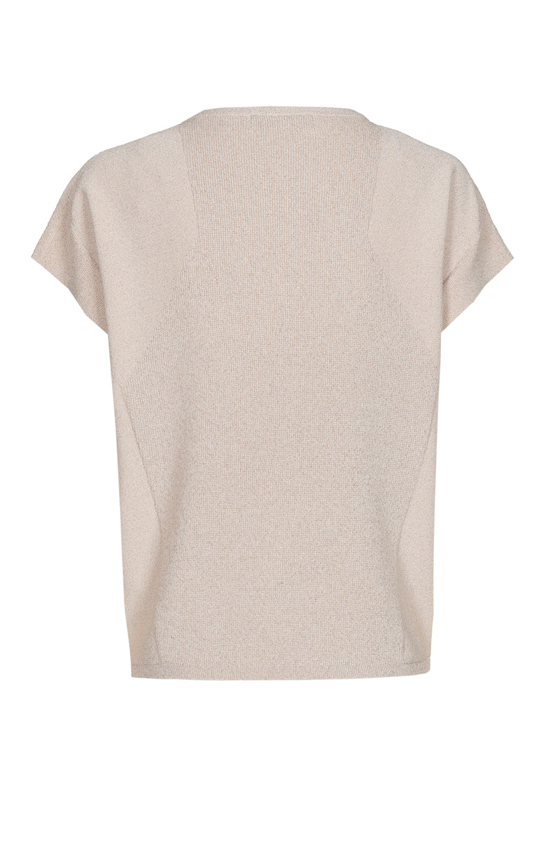 Wijde v-hals top beige