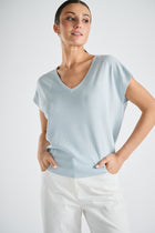 Wijde v-hals top in turquoise