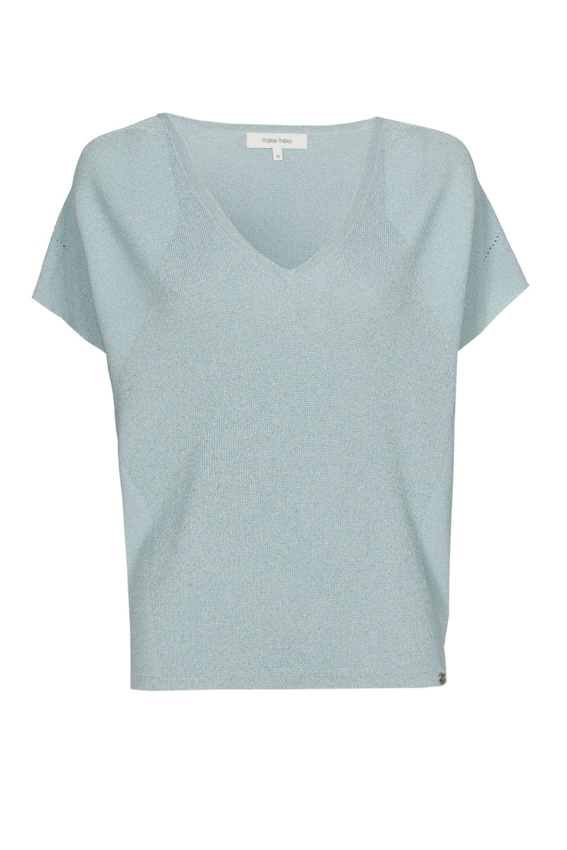 Wijde v-hals top in turquoise