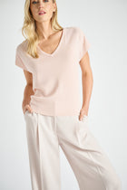 Wide v-neck top pink