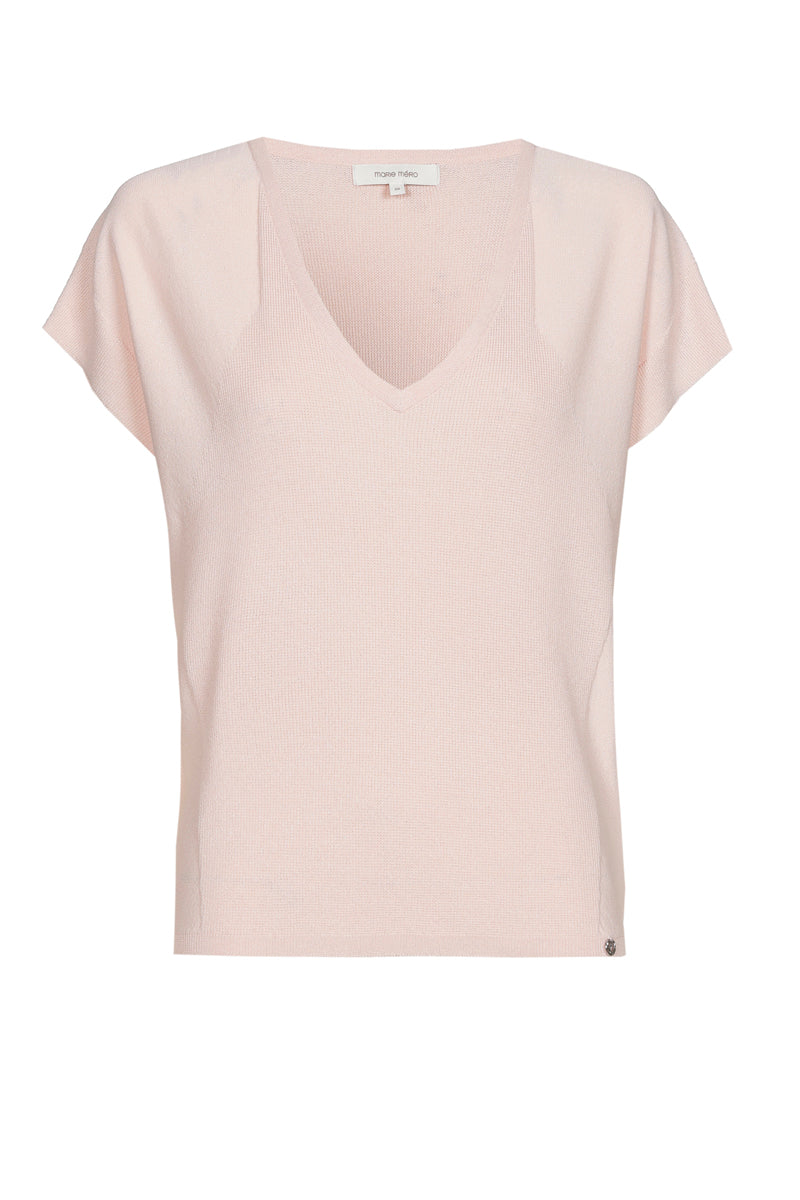 Wide v-neck top pink