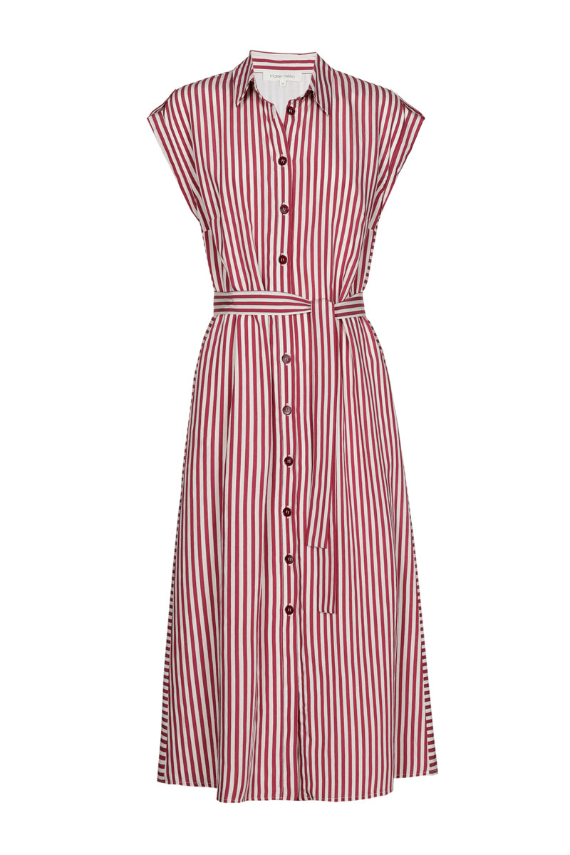Robe chemisier rayée rouge avec mancheron