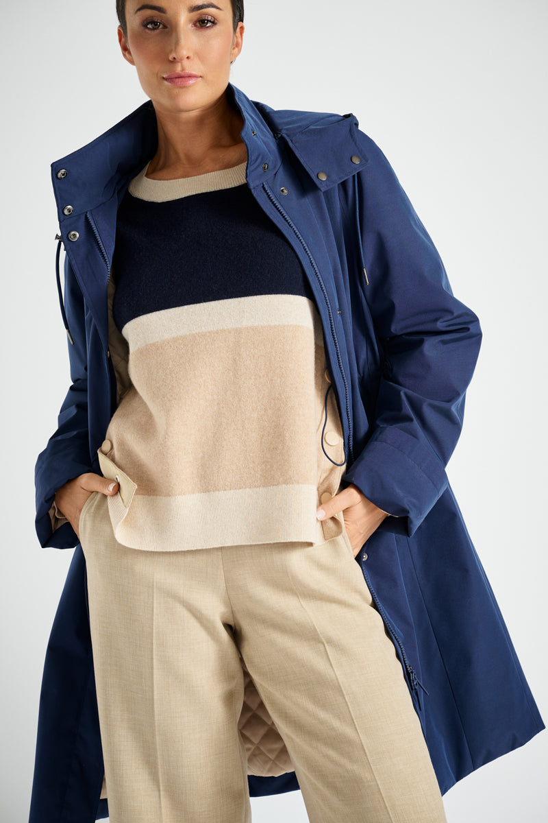 Pull rayé blue marine et beige