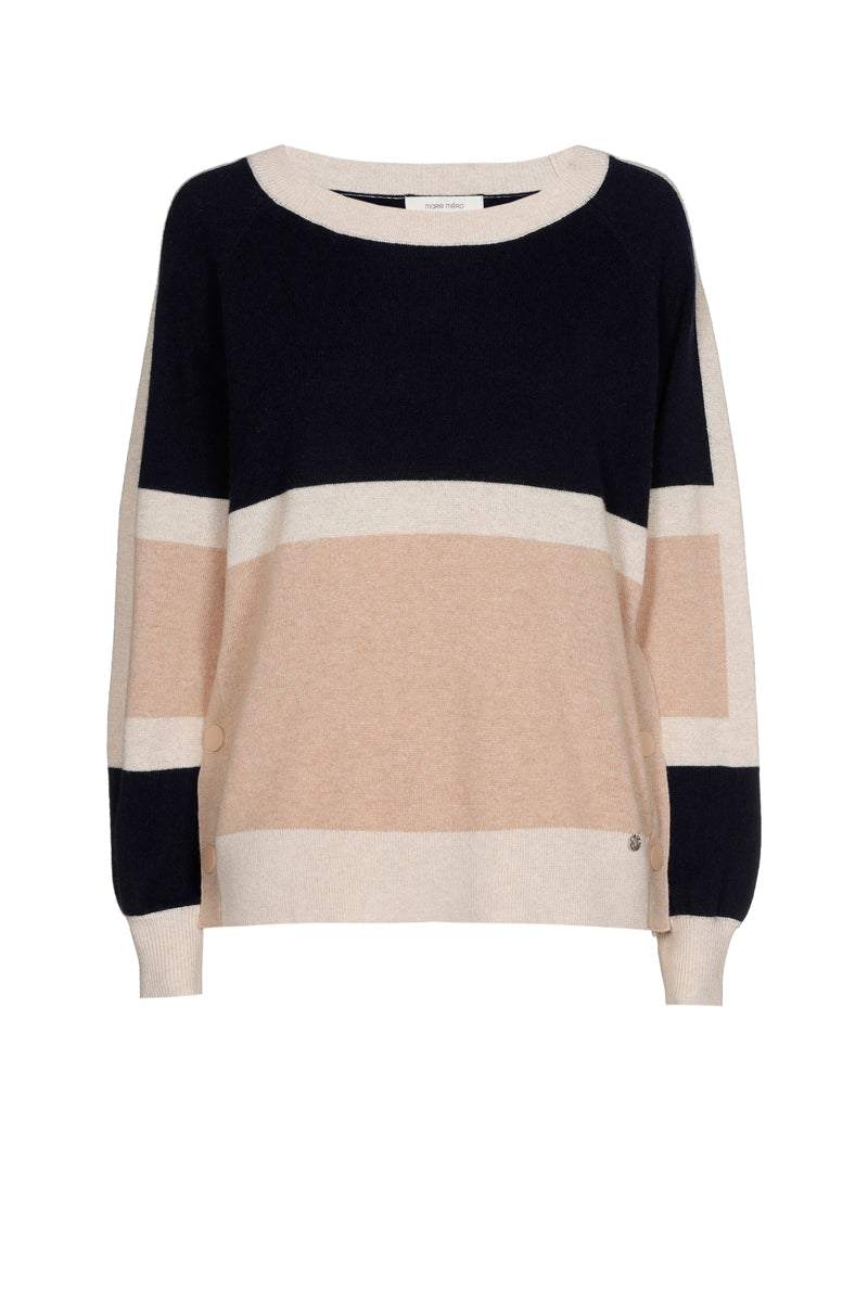 Pull rayé blue marine et beige