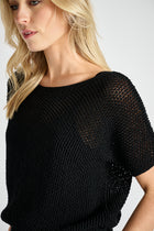 Zwarte crochet trui met korte mouw