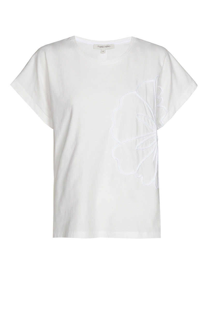 Wit t-shirt met witte bloem