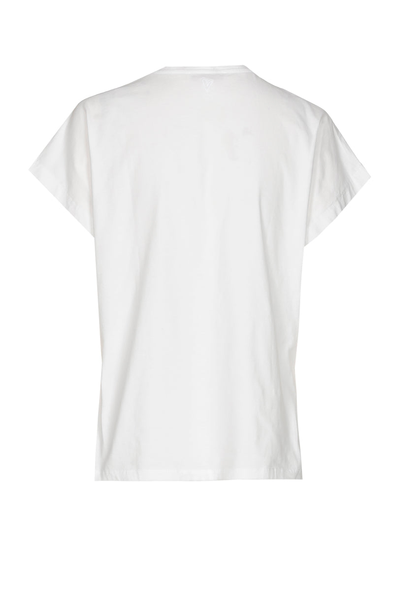 Wit t-shirt met witte bloem