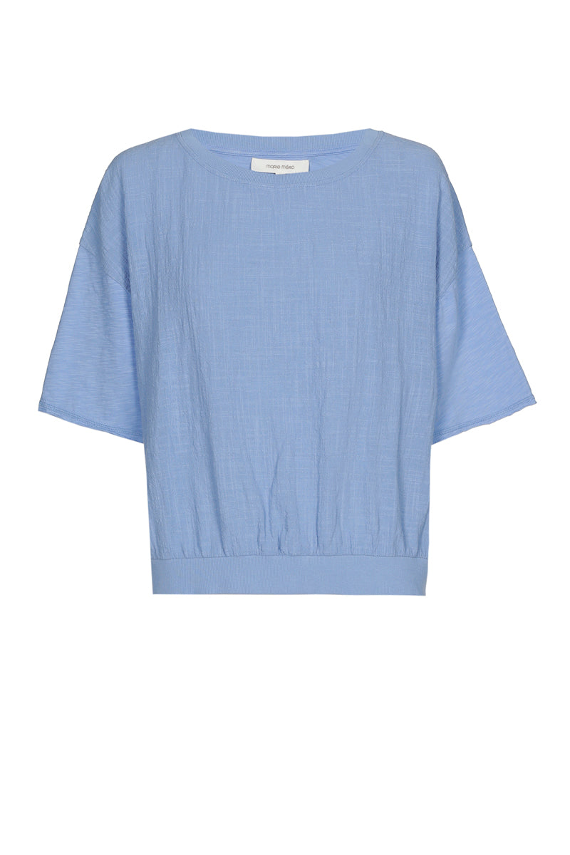T-shirt bleu en coton froissé