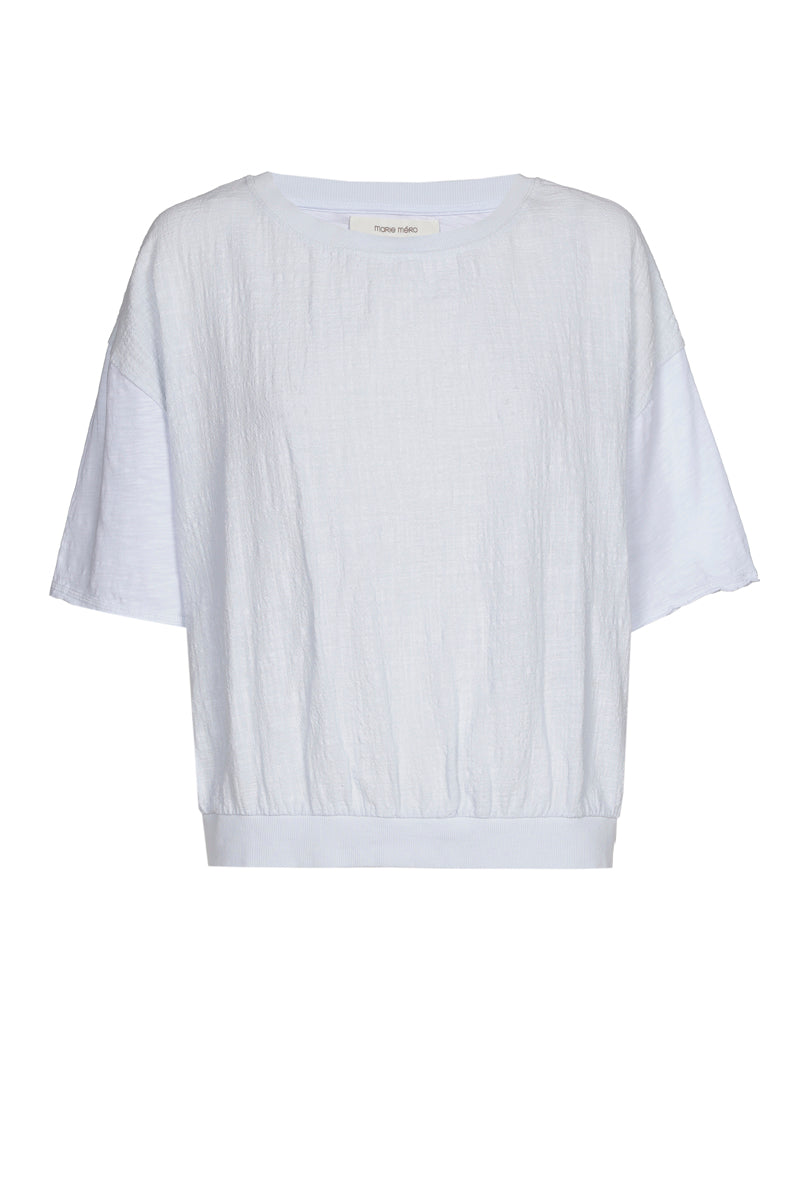 T-shirt bleu ciel en coton froissé