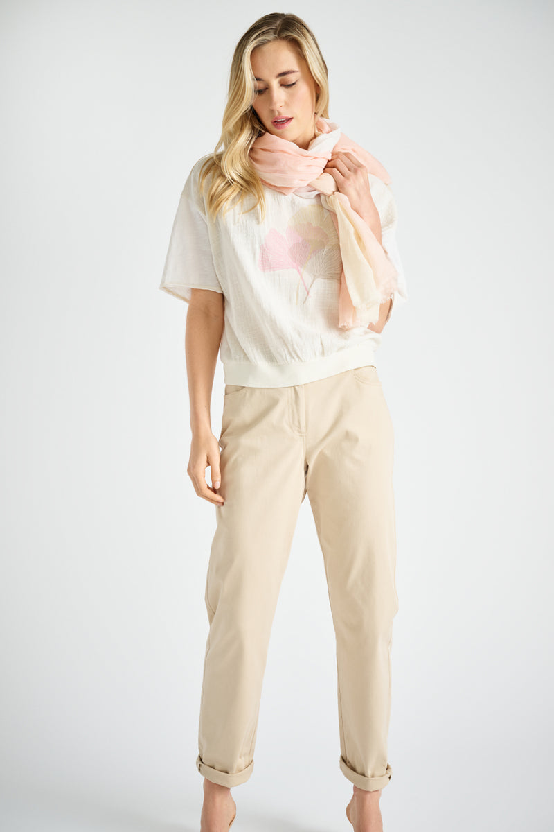 Cream print t-shirt 