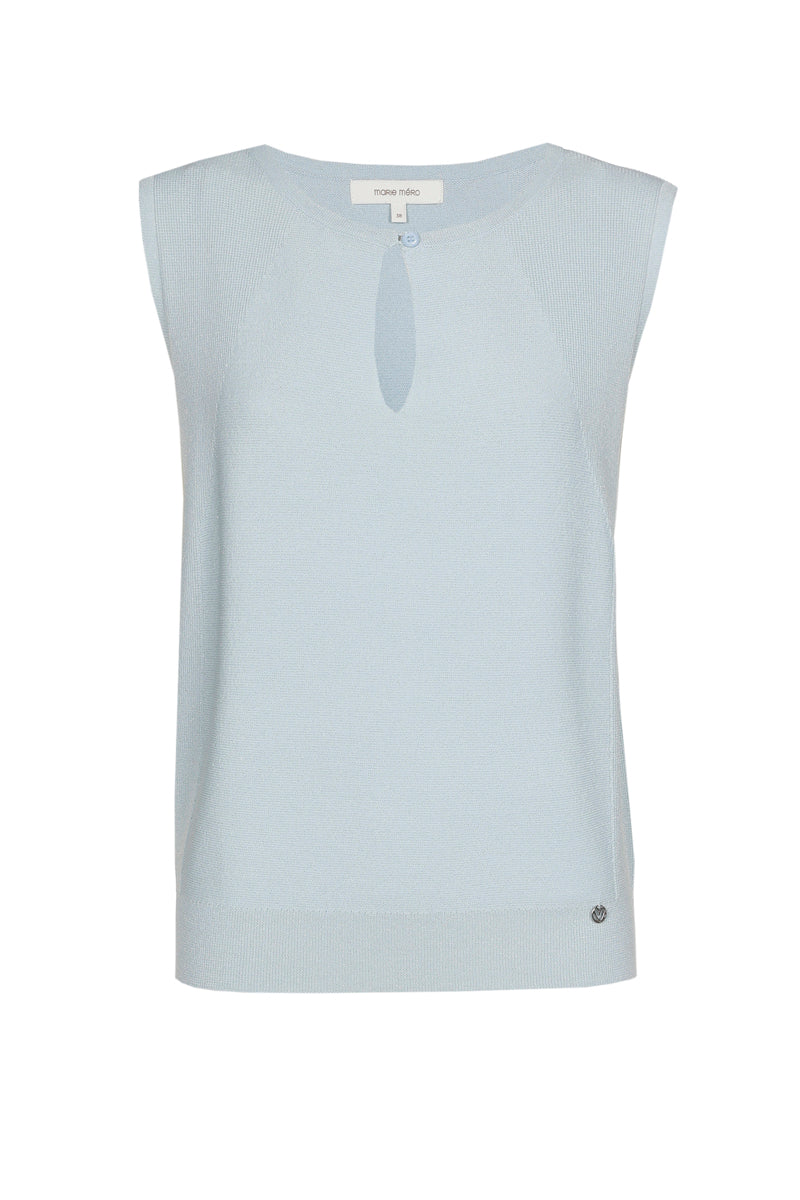 Sleeveless turquoise top with beautiful collar